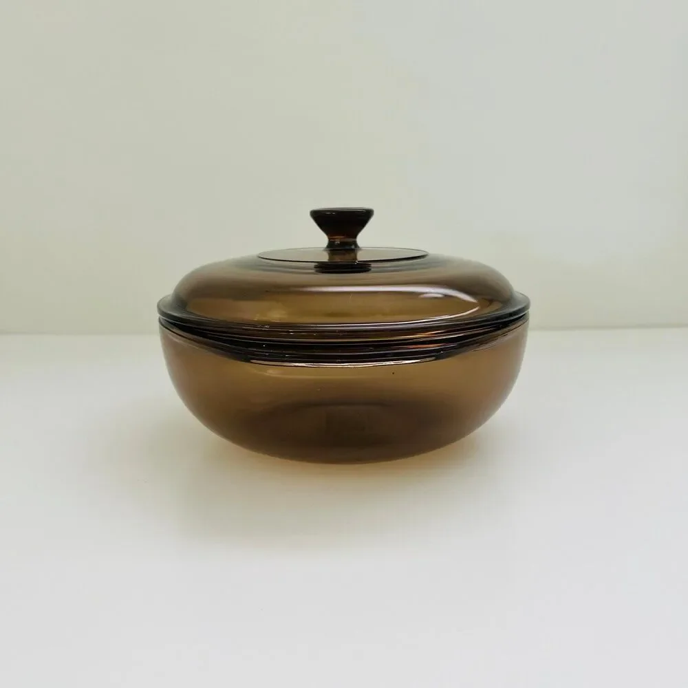 PYREX Amber Glass 023 Round 1.5L Casserole Baking Dish With Lid